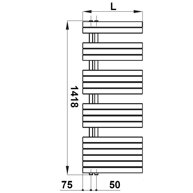 Immagine di Irsap SOUL scaldasalviette, 19 tubi, 4 intervalli, H.141,8 L.55 P.5 cm, attacco sinistro, colore bianco SNL055B01IR01NNN03