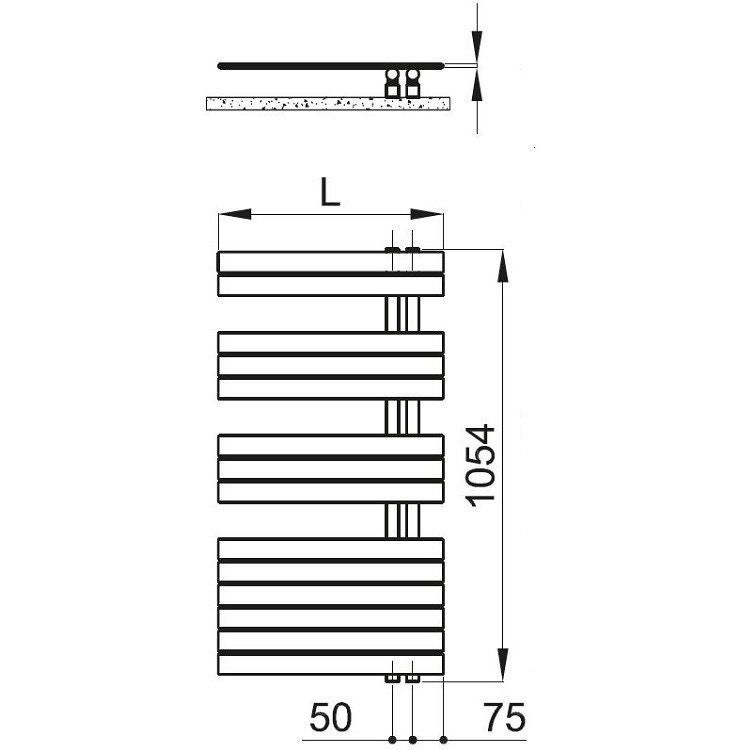 Immagine di Irsap SOUL scaldasalviette, 14 tubi, 3 intervalli, H.105,4 L.55 P.5 cm, attacco destro, colore bianco SRM055B01IR01NNN03