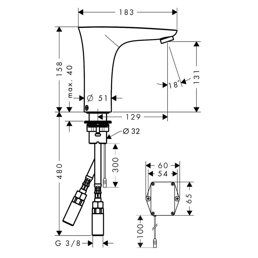 Immagine di Hansgrohe PURAVIDA miscelatore elettronico lavabo, con regolazione temperatura, alimentato a batterie, finitura cromo e bianco 15170400
