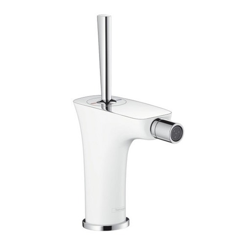 Immagine di Hansgrohe PURAVIDA miscelatore monocomando bidet, con scarico e saltarello, finitura cromo e bianco 15270400