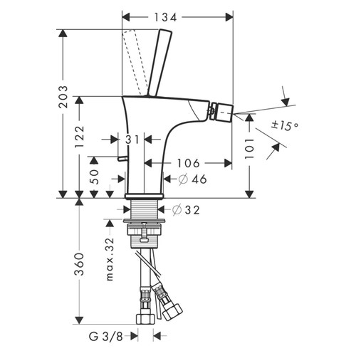 Immagine di Hansgrohe PURAVIDA miscelatore monocomando bidet, con scarico e saltarello, finitura cromo e bianco 15270400