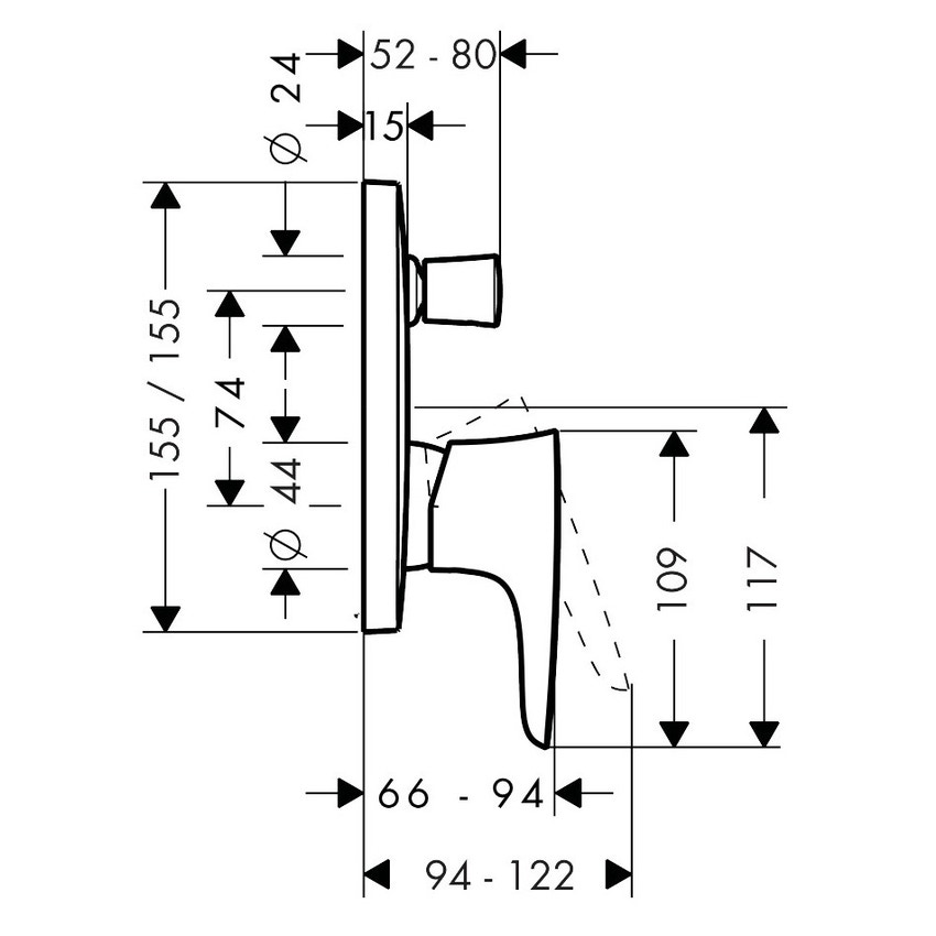 Immagine di Hansgrohe PURAVIDA miscelatore monocomando vasca, ad incasso, con valvola antiriflusso, finitura cromo e bianco 15447400
