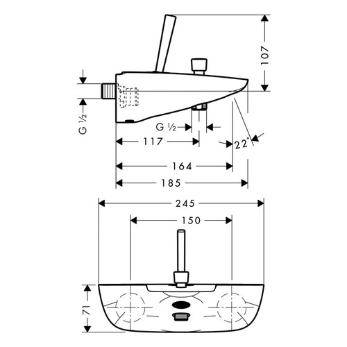 Immagine di Hansgrohe PURAVIDA miscelatore monocomando vasca, esterno, finitura cromo e bianco 15472400