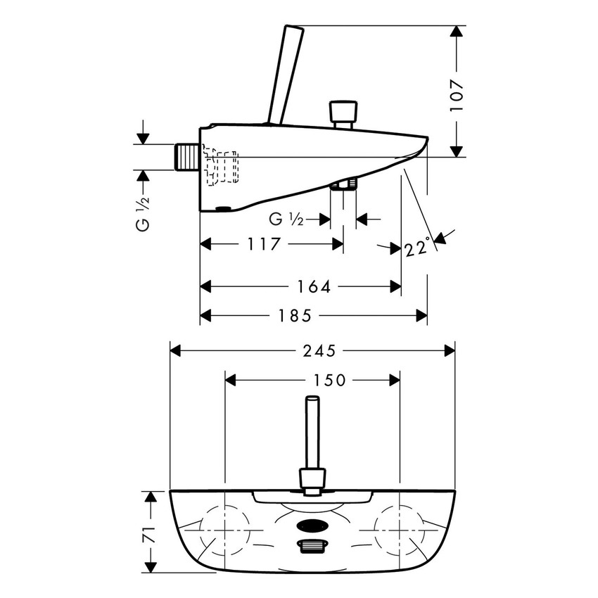 Immagine di Hansgrohe PURAVIDA miscelatore monocomando vasca, esterno, finitura cromo e bianco 15472400