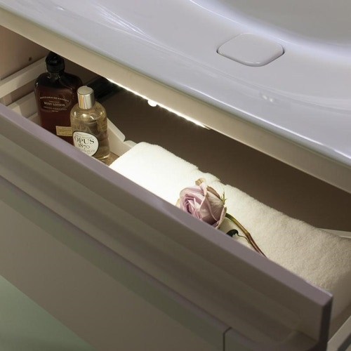 Immagine di Ideal Standard TONIC II mobile sottolavabo 120 x 44 x 35 cm con due cassetti a chiusura rallentata, finitura bianco laccato lucido R4305WG