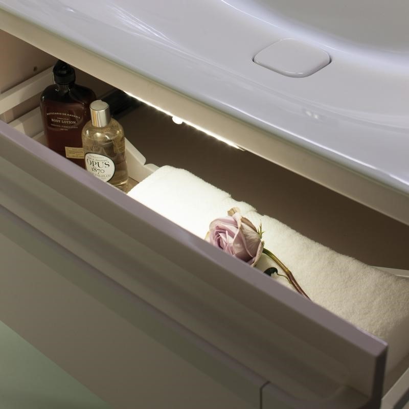 Immagine di Ideal Standard TONIC II mobile sottolavabo 120 x 44 x 35 cm con due cassetti a chiusura rallentata, finitura grigio chiaro laccato lucido R4305FA