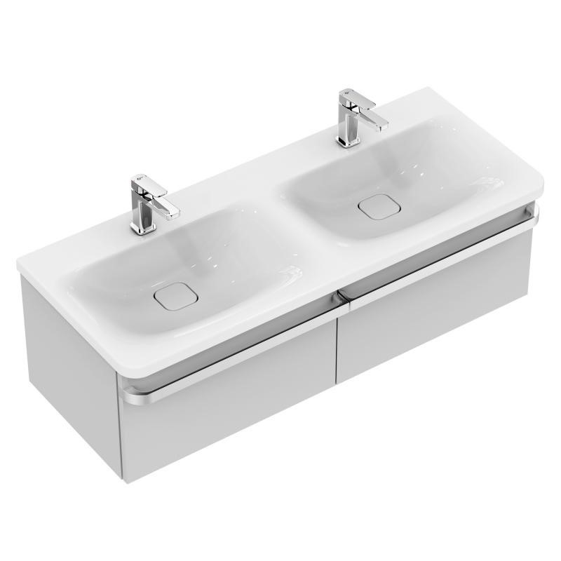 Immagine di Ideal Standard TONIC II mobile sottolavabo 120 x 44 x 35 cm con due cassetti a chiusura rallentata, finitura grigio chiaro laccato lucido R4305FA