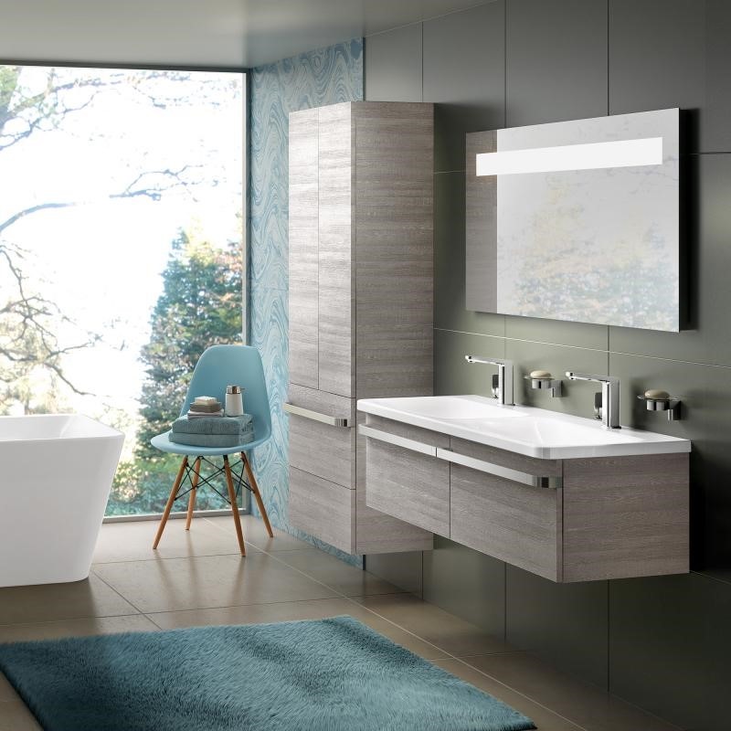 Immagine di Ideal Standard TONIC II mobile sottolavabo 120 x 44 x 35 cm con due cassetti a chiusura rallentata, finitura legno grigio R4305FE