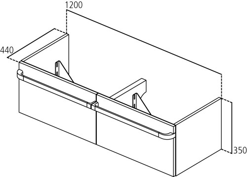 Immagine di Ideal Standard TONIC II mobile sottolavabo 120 x 44 x 35 cm con due cassetti a chiusura rallentata, finitura legno miele R4305FF