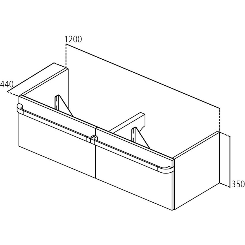 Immagine di Ideal Standard TONIC II mobile sottolavabo 120 x 44 x 35 cm con due cassetti a chiusura rallentata, finitura legno miele R4305FF