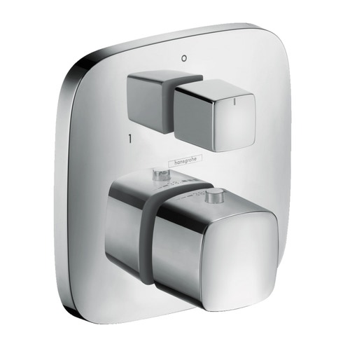 Immagine di Hansgrohe PURAVIDA miscelatore termostatico, ad incasso, con valvola d'arresto e deviatore, finitura cromo 15771000
