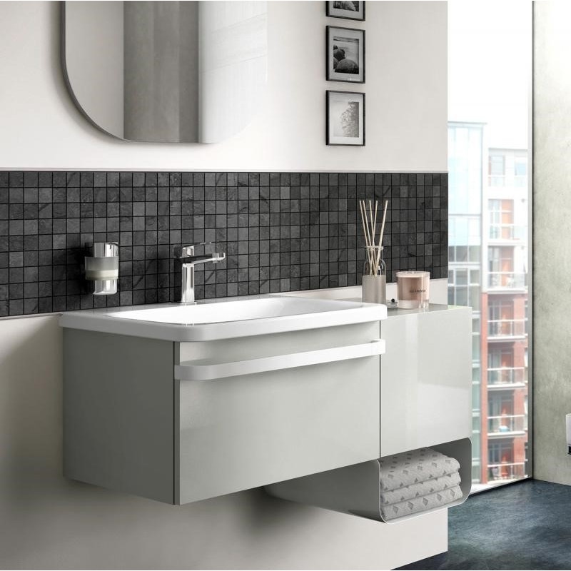 Immagine di Ideal Standard TONIC II mobile sottolavabo 60 x 44 x 35 cm con un cassetto a chiusura rallentata, finitura grigio chiaro laccato lucido R4302FA