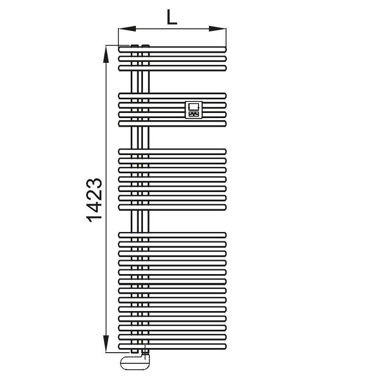 Immagine di Irsap FUNKY ELETTRICO scaldasalviette con collettore lato sinistro, 27 tubi, 3 intervalli, H.142,3 L.60 P.6,2 cm, colore bianco FLL060E01IR01NNN01