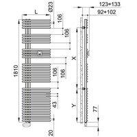 Immagine di Irsap FUNKY ELETTRICO scaldasalviette con collettore lato sinistro, 34 tubi, 4 intervalli, H.181 L.60 P.6,2 cm, colore bianco FLG060E01IR01NNN01