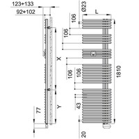 Immagine di Irsap FUNKY ELETTRICO scaldasalviette con collettore lato destro, 34 tubi, 4 intervalli, H.181 L.60 P.6,2 cm, colore bianco FRG060E01IR01NNN01
