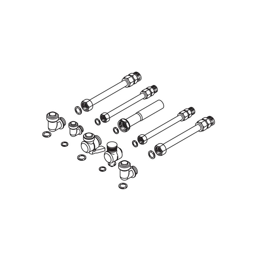 Immagine di Bosch Acc. 1151 Kit raccordi di collegamento completo di tronchetti e rubinetto gas 7719002999