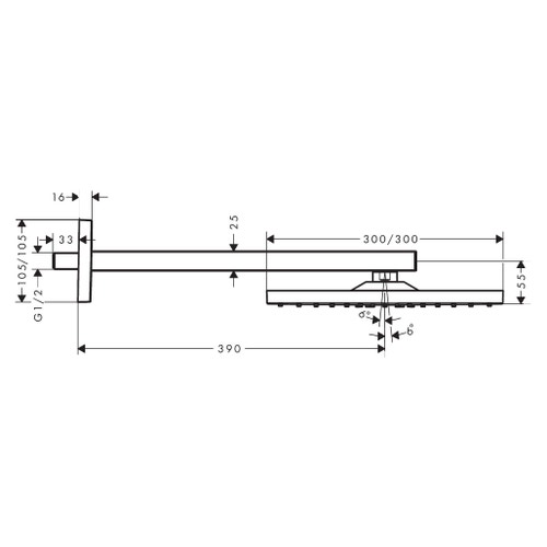 Immagine di Hansgrohe RAINDANCE E soffione doccia 300, 1 jet, con braccio doccia, finitura cromo 26238000