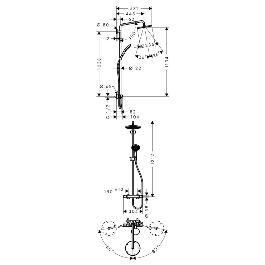 Immagine di Hansgrohe RAINDANCE S showerpipe 240, 1 jet, con termostatico, finitura cromo 27115000