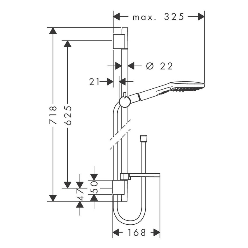 Immagine di Hansgrohe RAINDANCE SELECT E set doccia 120, 3 jet, con asta doccia 65 cm e portasapone, finitura cromo e bianco 26620400