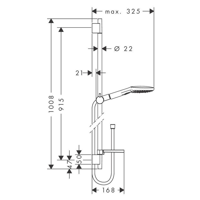 Immagine di Hansgrohe RAINDANCE SELECT E set doccia 120, 3 jet, con asta doccia 90 cm e portasapone, finitura cromo e bianco 26621400