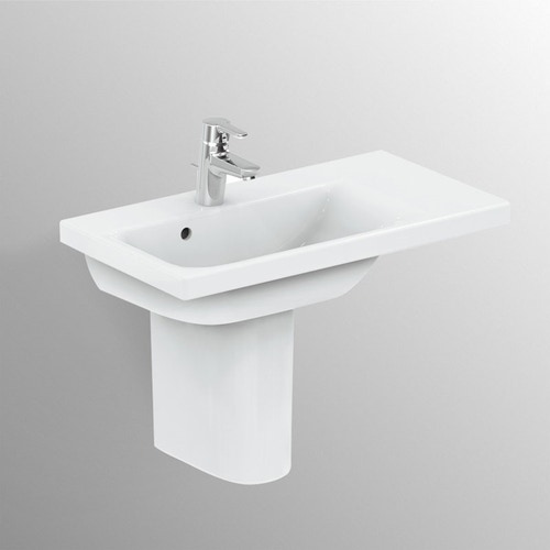 Immagine di Ideal Standard Connect Space lavabo Top asimmetrico 70 x 38 cm con ripiano sinistro con foro rubinetteria e troppopieno, bianco E132701