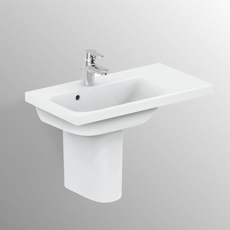 Immagine di Ideal Standard Connect Space lavabo Top asimmetrico 70 x 38 cm con ripiano sinistro con foro rubinetteria e troppopieno, bianco E132701