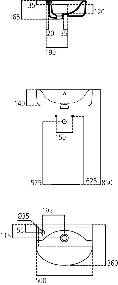 Immagine di Ideal Standard Connect Space lavabo semincasso 50 x 36 cm con foro rubinetteria sinistro, con troppopieno, bianco  E133101