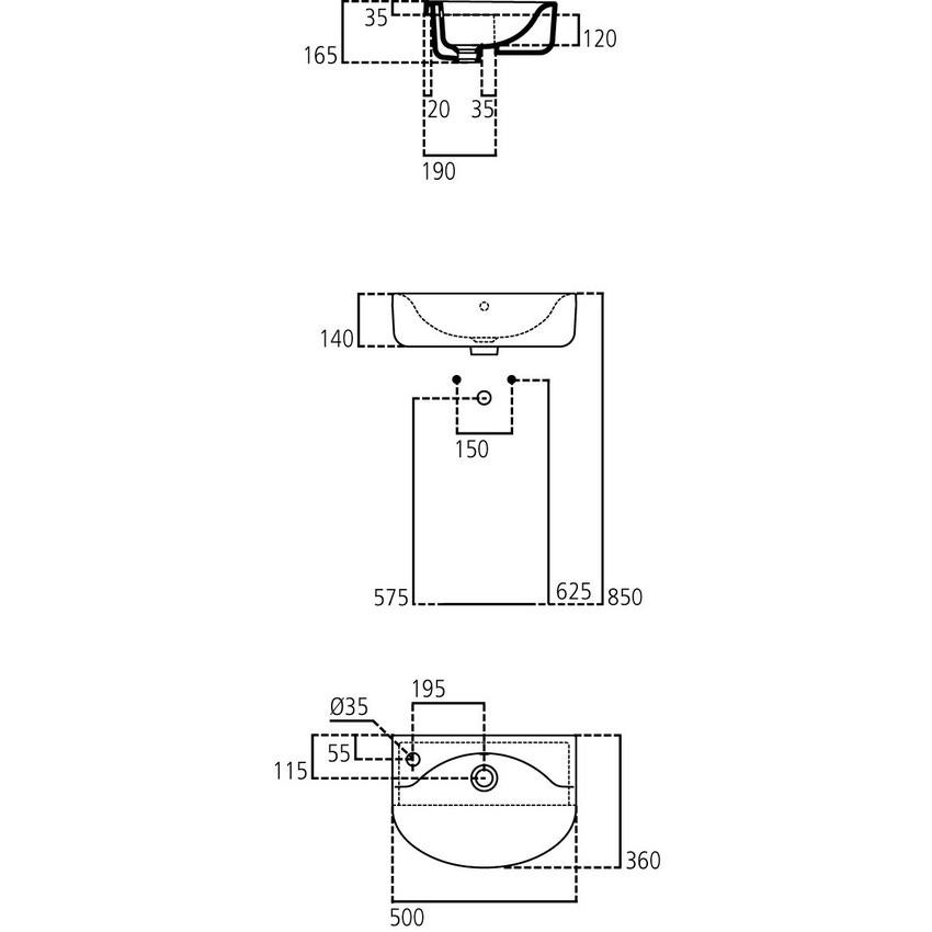 Immagine di Ideal Standard Connect Space lavabo semincasso 50 x 36 cm con foro rubinetteria sinistro, con troppopieno, bianco  E133101