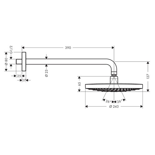 Immagine di Hansgrohe RAINDANCE SELECT S soffione doccia 240, 2 jet, con braccio doccia, finitura cromo 26466000