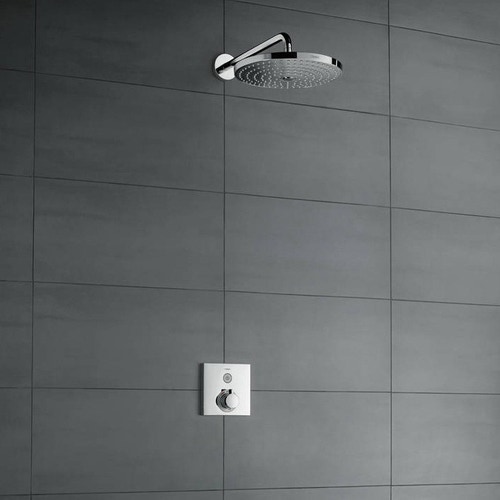 Immagine di Hansgrohe RAINDANCE SELECT S soffione doccia 240, 2 jet, EcoSmart 9 l/min, con braccio doccia, finitura cromo e bianco 26470400