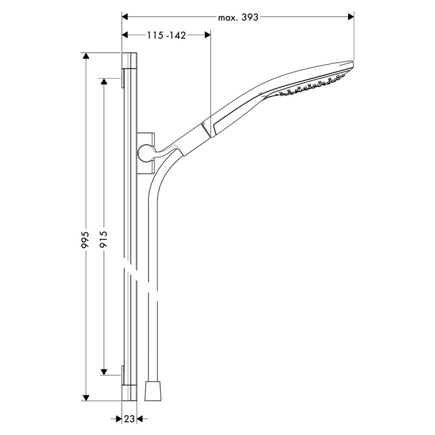 Immagine di Hansgrohe RAINDANCE SELECT S set doccia 150, 3 jet, con asta doccia 90 cm, finitura cromo e bianco 26626400