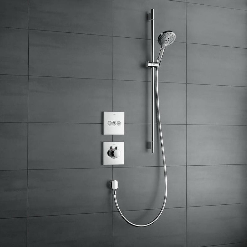 Immagine di Hansgrohe RAINDANCE SELECT S set doccia 120, 3 jet, con asta doccia 90 cm e portasapone, finitura cromo e bianco 26631400