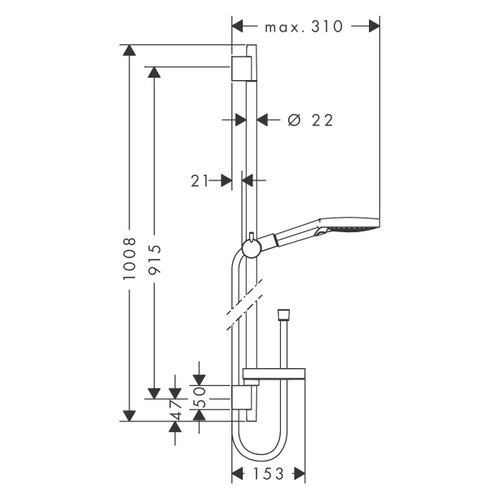 Immagine di Hansgrohe RAINDANCE SELECT S set doccia 120, 3 jet, con asta doccia 90 cm e portasapone, finitura cromo e bianco 26631400