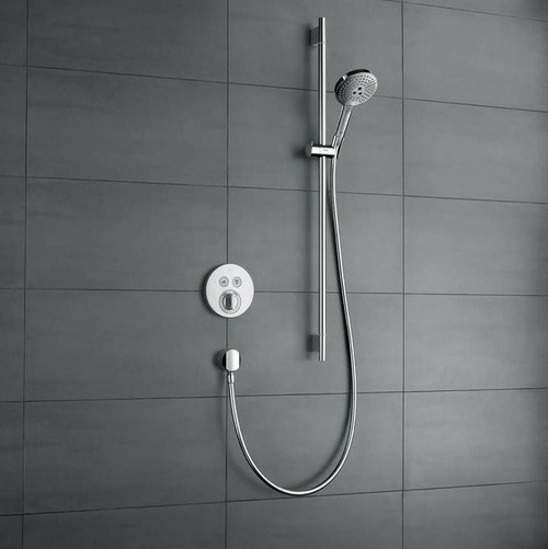 Immagine di Hansgrohe RAINDANCE SELECT S set doccia 120, 3 jet, EcoSmart 9 l/min, con asta doccia 90 cm e portasapone, finitura cromo 26633000