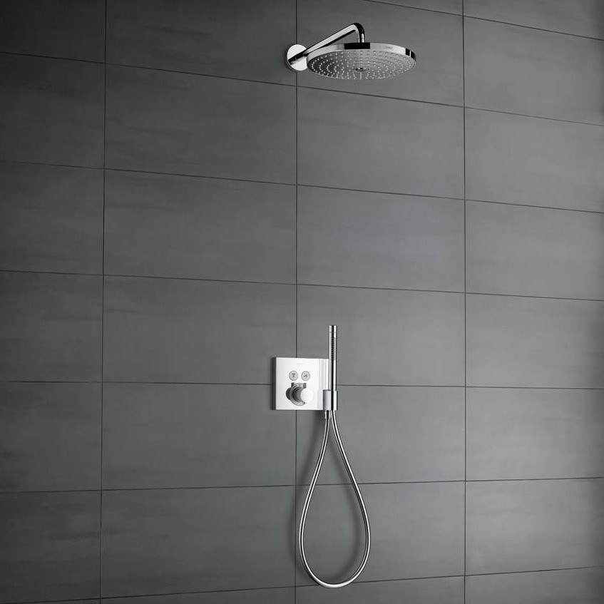 Immagine di Hansgrohe RAINDANCE SELECT S soffione doccia 300, 2 jet, con braccio doccia, finitura cromo e bianco 27378400