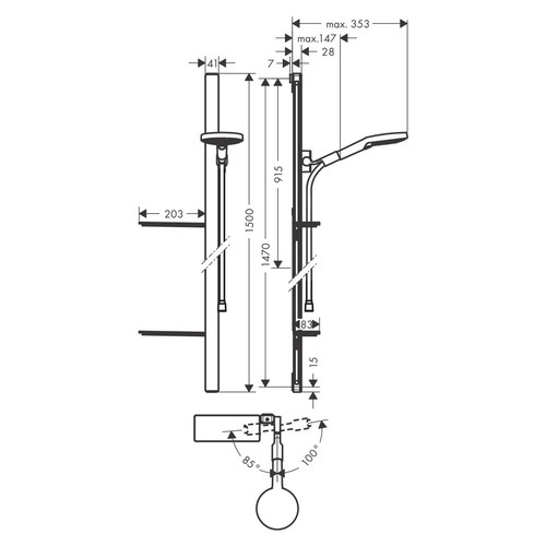 Immagine di Hansgrohe RAINDANCE SELECT S set doccia 120, 3 jet, con asta doccia 150 cm e portasapone, finitura cromo 27646000
