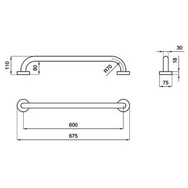 Immagine di Blutech Maniglione lineare, 7,5x67,5x11cm, verniciato bianco BT0003