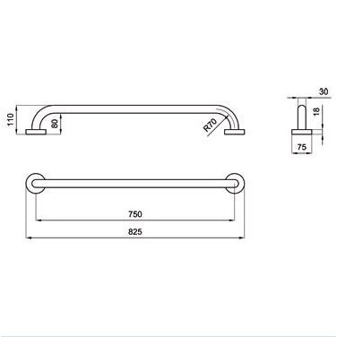 Immagine di Blutech Maniglione lineare, 7,5x82,5x11cm, verniciato bianco BT0004