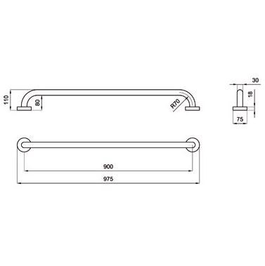 Immagine di Blutech Maniglione lineare, 7,5x97,5x11cm, verniciato bianco BT0005