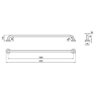 Immagine di Blutech Maniglione lineare, 7,5x127,5x11cm, verniciato bianco BT0006
