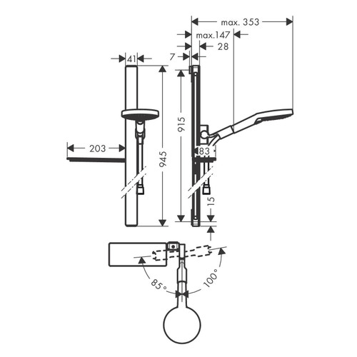 Immagine di Hansgrohe RAINDANCE SELECT S set doccia 120 3jet con asta doccia 90 cm e portasapone finitura cromo 27648000