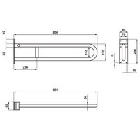 Immagine di Blutech Barra di sostegno ribaltabile, 25x8,5x85cm, verniciato bianco BT0033