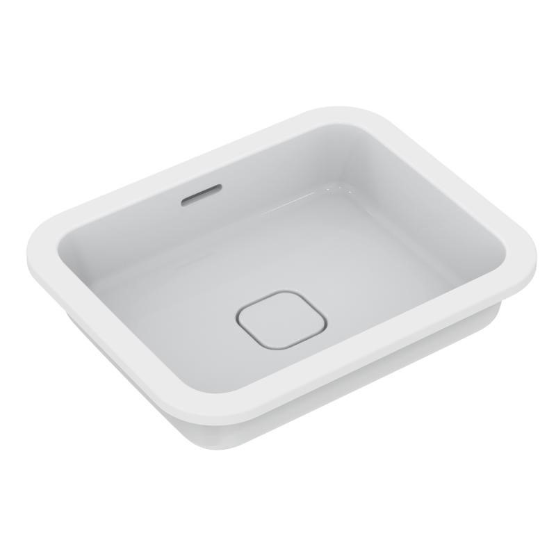 Immagine di Ideal Standard STRADA II lavabo rettangolare da incasso sottopiano 50 x 40 cm senza foro rubinetteria con troppopieno, bianco T299201