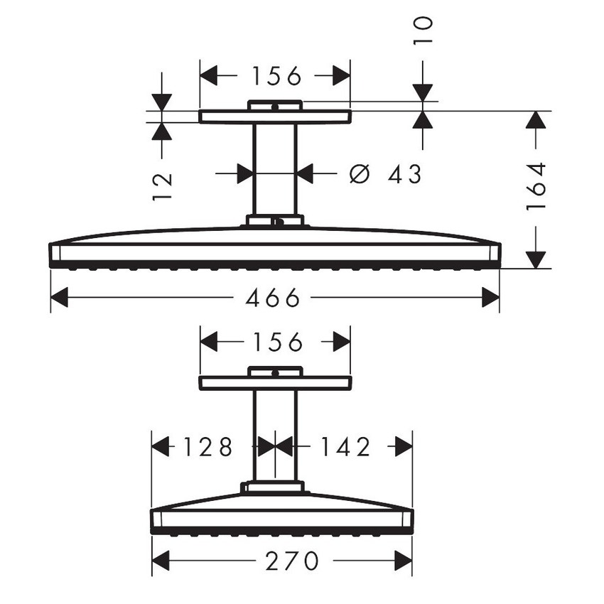 Immagine di Hansgrohe RAINMAKER SELECT soffione doccia 460, 1 jet, con connessione soffitto, finitura cromo e bianco 24002400