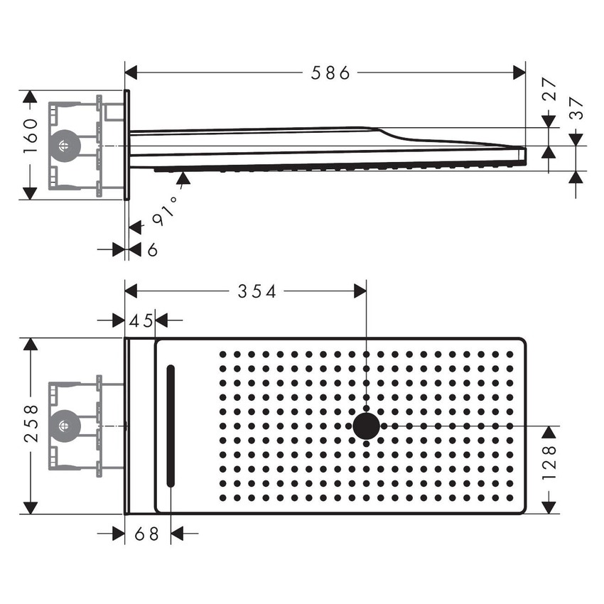 Immagine di Hansgrohe RAINMAKER SELECT soffione doccia 580, 3 jet, EcoSmart 9 l/min, finitura cromo e bianco 24011400