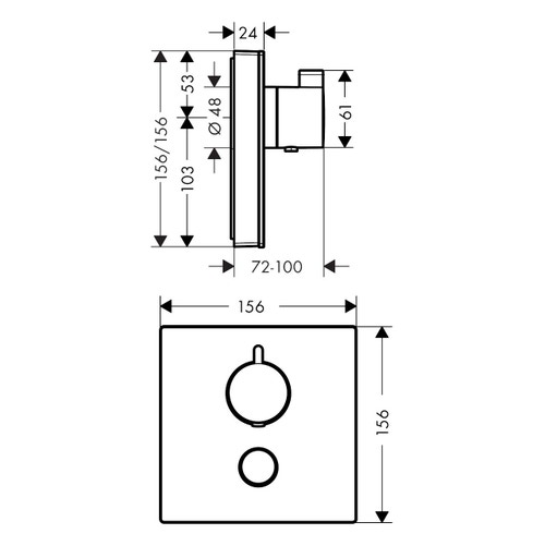 Immagine di Hansgrohe SHOWER SELECT GLASS miscelatore termostatico, ad incasso, ad alta portata, per 1 utenza e utenza opzionale, finitura cromo e bianco 15735400