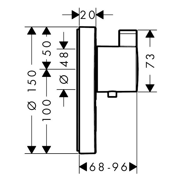 Immagine di Hansgrohe SHOWER SELECT S miscelatore termostatico ad incasso, ad alta portata per 1 utenza e utenza opzionale, finitura cromo 15742000