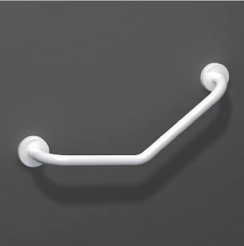 Immagine di Blutech Maniglione angolare a 45° piccolo destro, 16,5x53x11cm, verniciato bianco BT0007