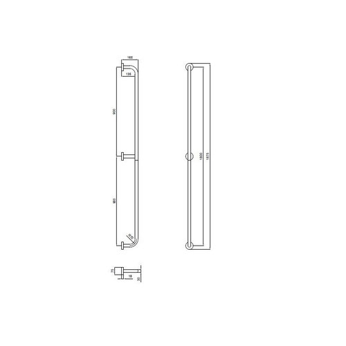 Immagine di Blutech Corrimano verticale da parete, 7,5x187,5x16,5cm, verniciato bianco BT0014