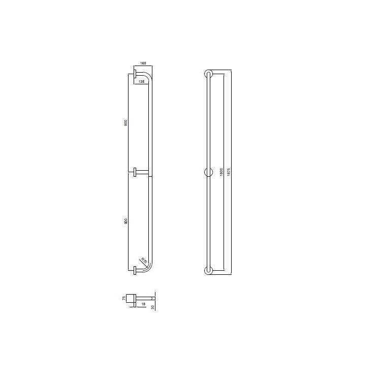 Immagine di Blutech Corrimano verticale da parete, 7,5x187,5x16,5cm, verniciato bianco BT0014